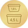 2 klaasanumat (4,5 l ja 1,8 l)
